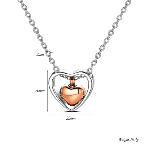 Collier Urne Double Cœur — Pendentif Commémoratif pour Cendres